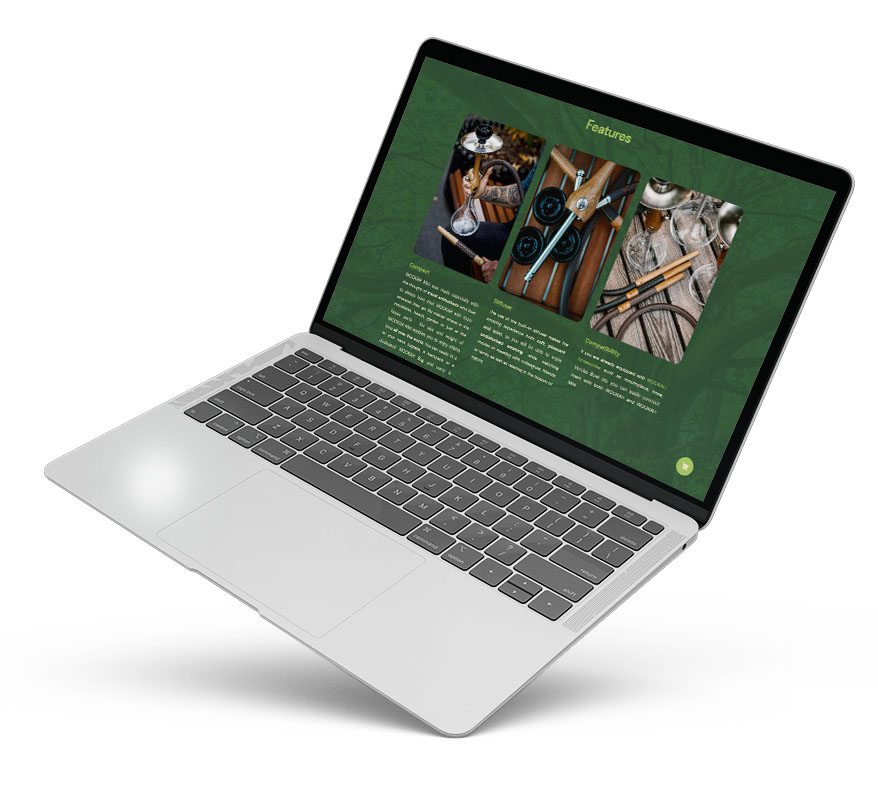 landing page WOOKAH MINI na laptopie