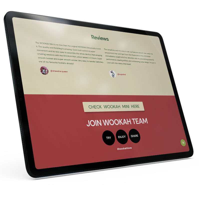 landing page na tablecie