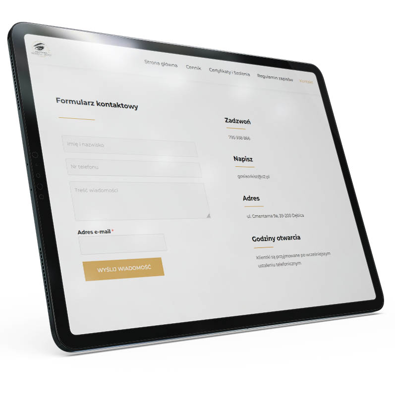wersja na tablet strony internetowej